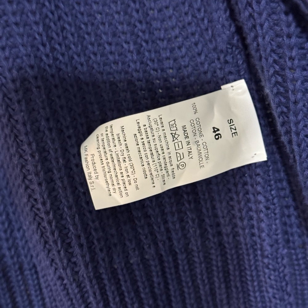 MK FASHIONS ITALY Women's Blue Knit Distressed Cardigan Sweater Size 46 - Picture 3 of 4